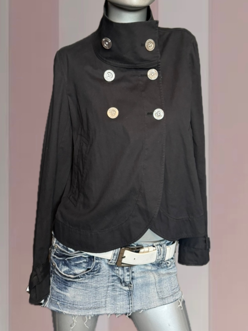 Michael Kors Stunning Cropped Black Lightweight Trench Coat